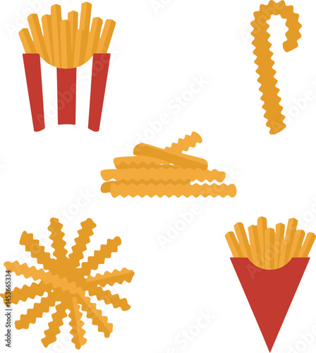 fast food icons different French fry icons displayed in silhouette style