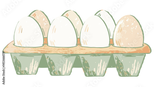 Fresh Eggs in a Carton - Natural, Rustic Style - Simple Design Representing Freshness and Culinary Uses in Cooking and Baking