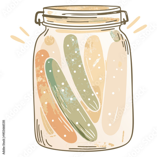 Delicious Pickles in a Jar: Freshly Preserved Cucumbers Ready for Enjoyment Against a Minimalist Background Representing Gourmet Foods