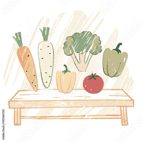 Colorful Vegetables Displayed on a Rustic Table, Showcasing Freshness and Healthy Eating in a Wholesome Setting