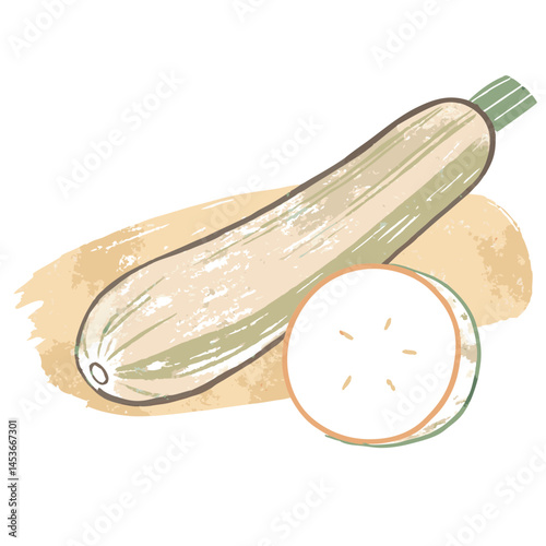Zucchini and Sliced Cucumber Displayed on a Soft Background, Representing Fresh Ingredients for Healthy Eating