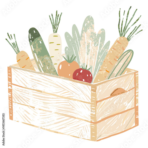 A basket of fresh vegetables showcasing color and variety, symbolizing health and nature’s bounty in a rustic style.