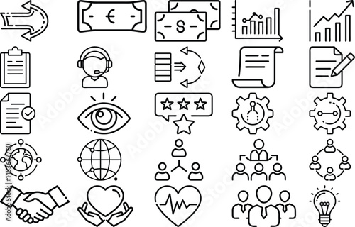 Business, Finance, and Customer Service Icons Bundle for Strategy and Operations