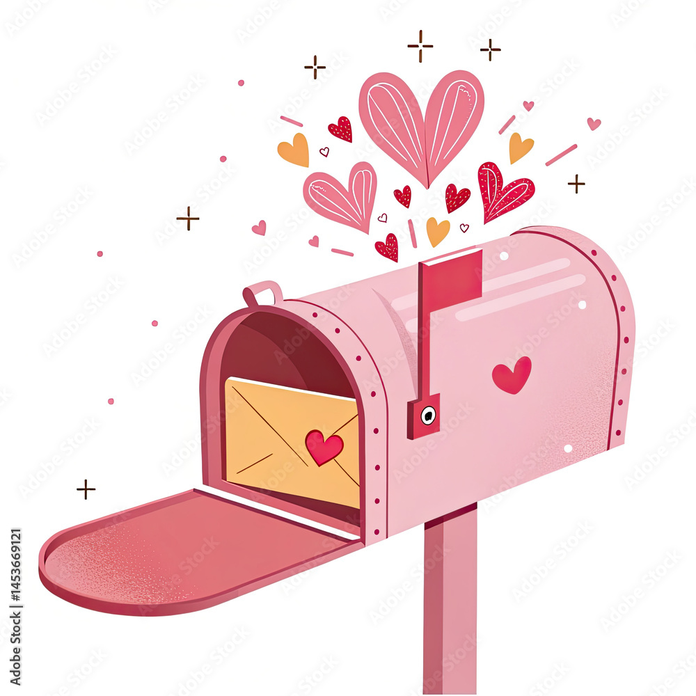 vector illustration of a mailbox with hearts vector illustration of a mailbox with hearts