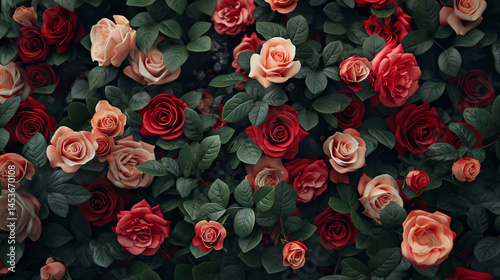 Fototapeta Naklejka Na Ścianę i Meble -  深紅と優雅なバラの調べ