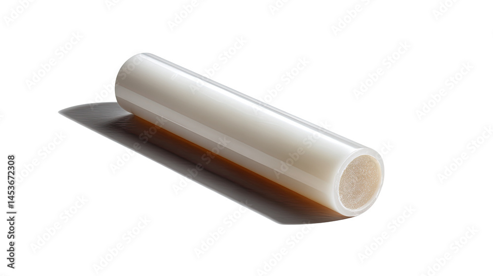 White Polycarbonate Rod: A pristine, off-white polycarbonate rod rests on a surface, showcasing its smooth texture and cylindrical form. The subtle shadow adds depth to the image. White Polycarbonate Rod: A pristine, off-white polycarbonate rod rests on a surface, showcasing its smooth texture and cylindrical form. The subtle shadow adds depth to the image.