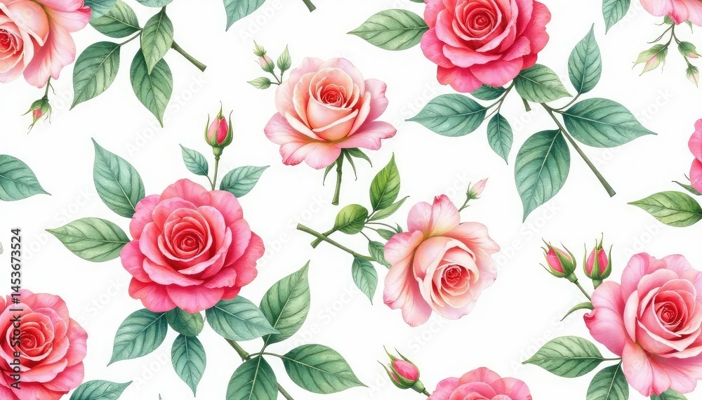 custom made wallpaper toronto digitalDelicate watercolor roses and leaves, repeating seamlessly , texture, nature, background