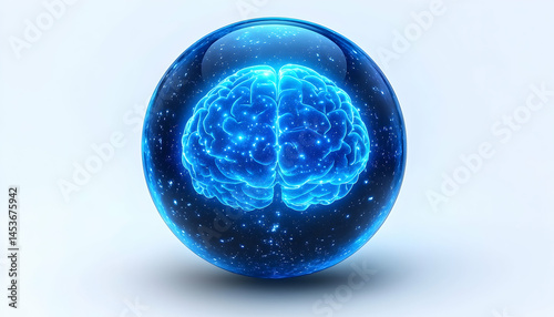 Wallpaper Mural Glowing brain inside transparent sphere illustrating cognitive function and science Torontodigital.ca