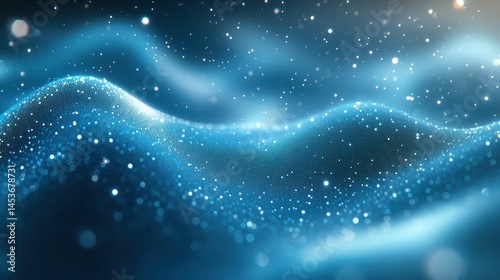 Abstract digital wave, blue particles