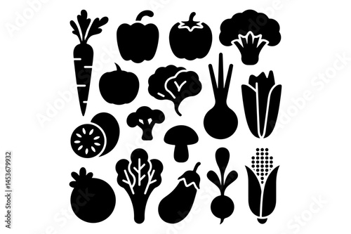 Variety of vegetable silhouettes
