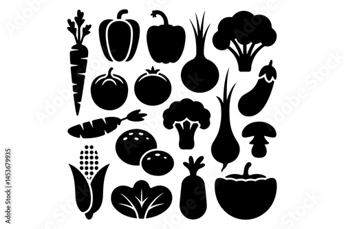 Variety of vegetable silhouettes