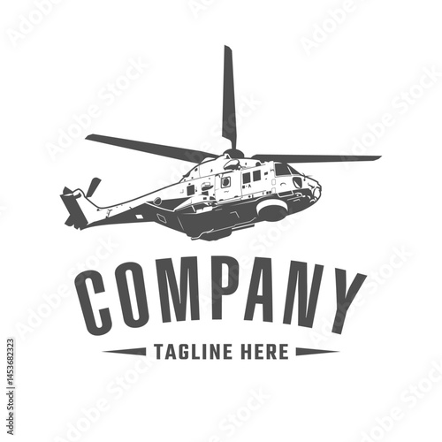 Black hawk helicopter logo vector, landscape, army, easy to edit !!