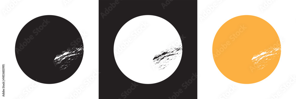 Fototapeta premium Brush sun stamps. Abstract suns icon. Summer frames. Grungy stamps. Vector for websites, mobile interfaces, presentations, banner, visual branding etc. Vector illustration. EPS 10