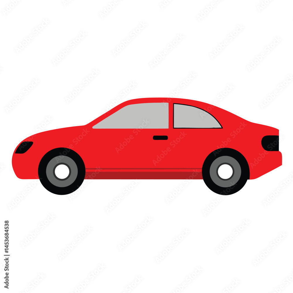 Fototapeta premium red realistic car on clean white background