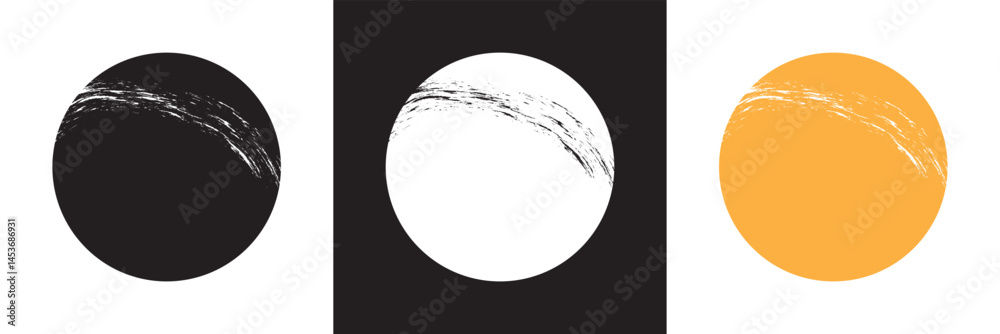 Obraz premium Brush sun stamps. Abstract suns icon. Summer frames. Grungy stamps. Vector for websites, mobile interfaces, presentations, banner, visual branding etc. Vector illustration. EPS 10