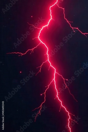 Jagged red lightning streak against inky black backdrop, fiery, energy