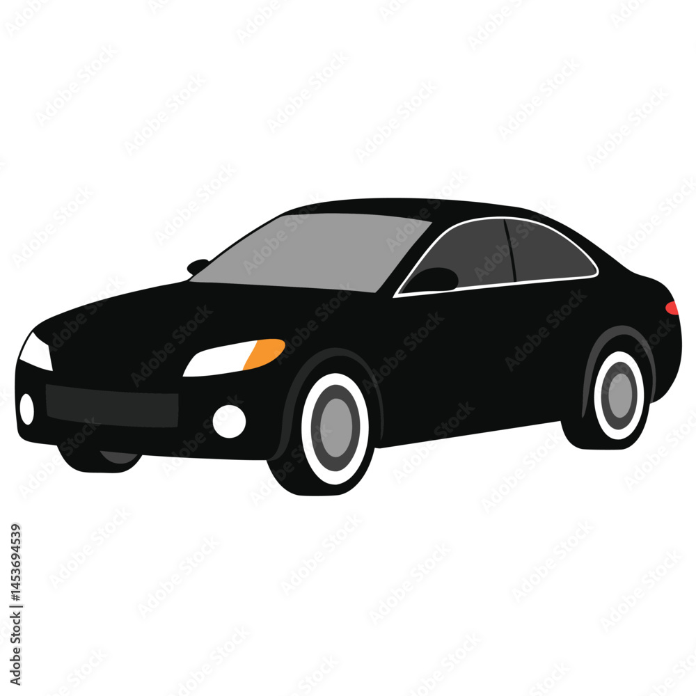Fototapeta premium black realistic car on clean white background