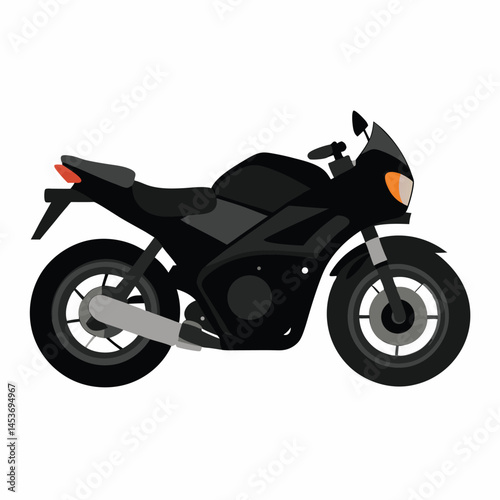 black realistic pulsar motorcycle on white background