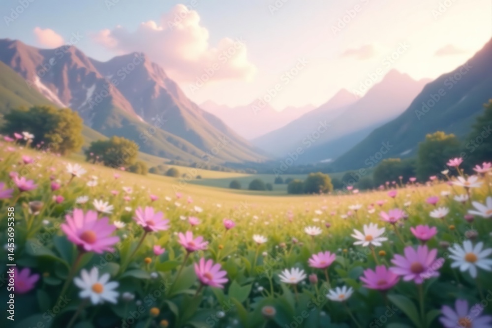 Fototapeta premium Blurred natural landscape, calming pastel hues, idyllic, background, graphic
