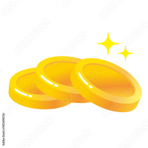 重なり合う金のコインのイラスト