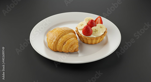 Delicious pastry assortment featuring croissant and fruit tart