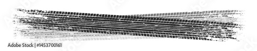 Grunge tire tracks with mud splatters, dirty wheel braking marks. Truck, car, or motorcycle tread pattern silhouettes. Perfect for off-road, motorsport, and racing designs. Vector illustration