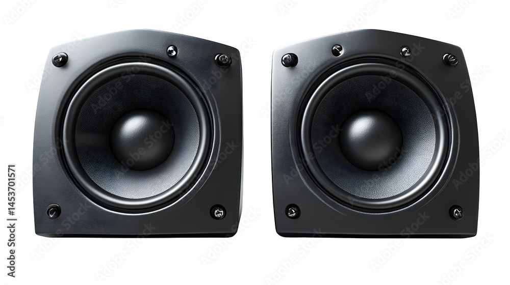 Realistic plastic 3D audio speaker icon, isolated on white background Realistic plastic 3D audio speaker icon, isolated on white background
