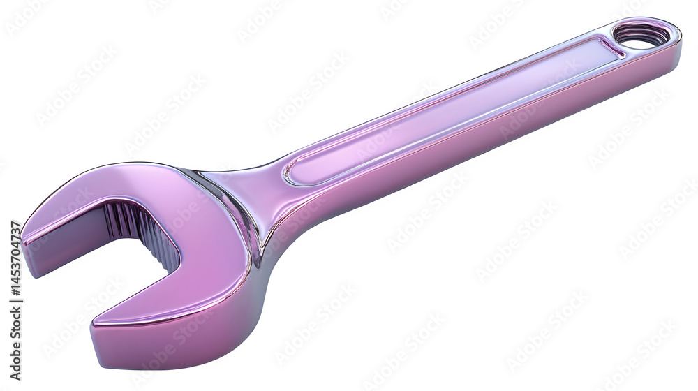 Violet mechanic wrench icon, 3D rendering in cartoon plastic style, isolated on white background Violet mechanic wrench icon, 3D rendering in cartoon plastic style, isolated on white background