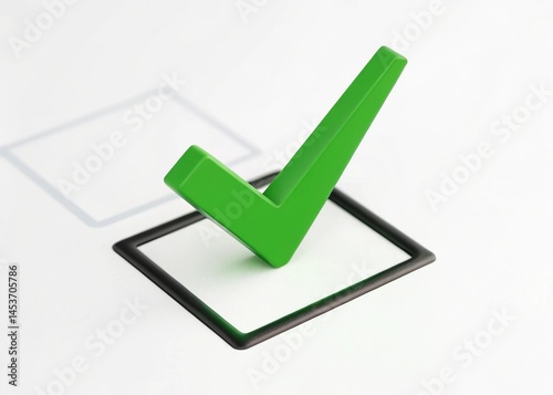 Green checkmark symbolizes success and positive decision-making.