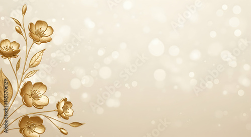 Elegant Gold Floral Design with Soft Bokeh Background