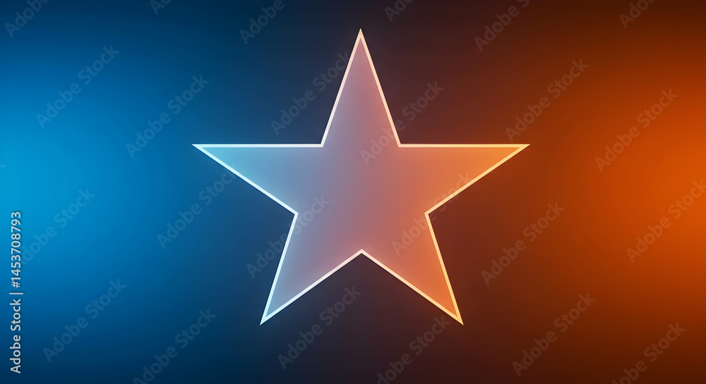 Abstract Star Shape with Gradient Background in Blue and Orange Hues Abstract Star Shape with Gradient Background in Blue and Orange Hues