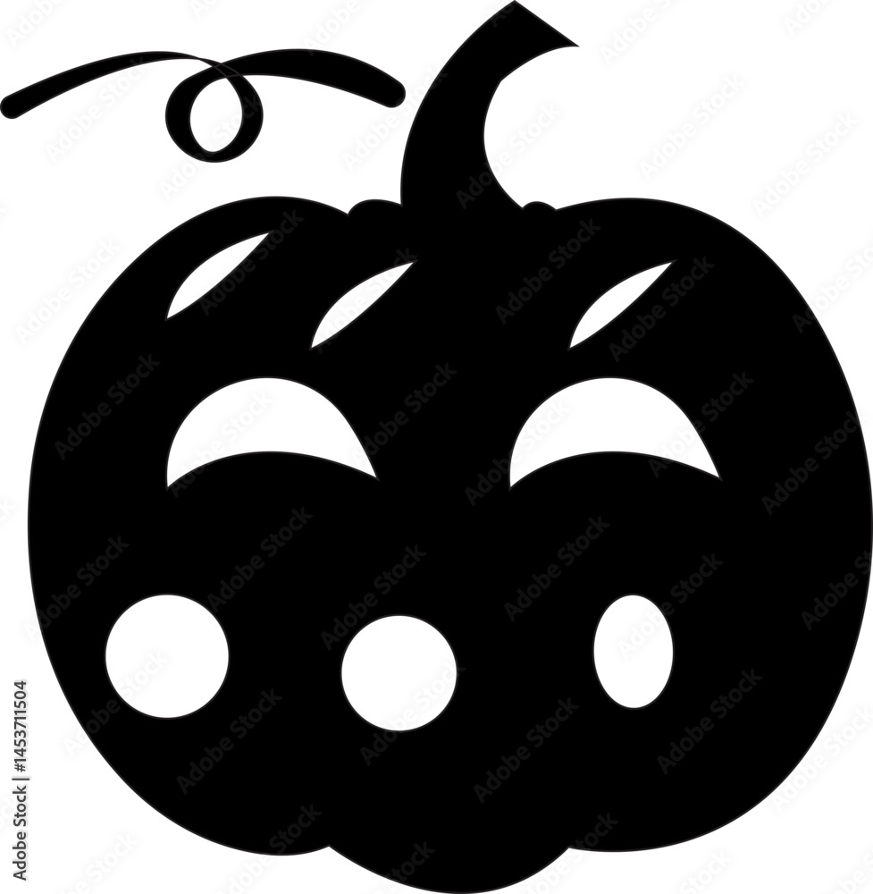 Fototapeta premium set of Halloween pumpkins Halloween pumpkin icons Icon illustration of a set of Halloween pumpkin silhouettes of plants black and white vector illustration, isolated on transparent background