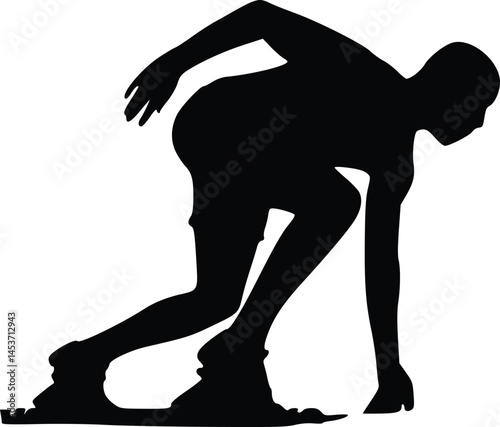 Sprinter Silhouette at Race Start – Dynamic Motion Graphic for Speed, Athletics, and Competitive Performance Design