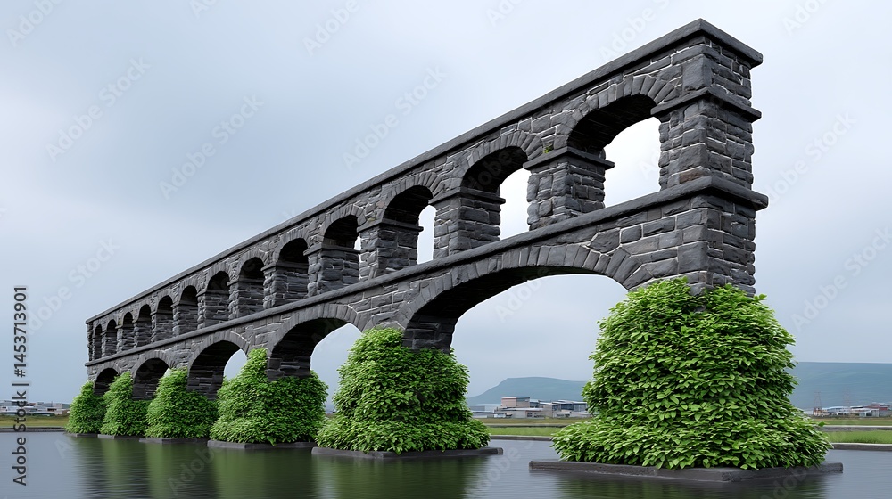 Fototapeta premium Enigmatic Stone Aqueduct, Architectural Marvel Over Water