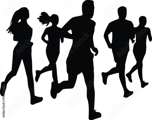 Group of Runners Silhouette – Dynamic Motion Graphic for Fitness, Marathon, and Team Sports Design