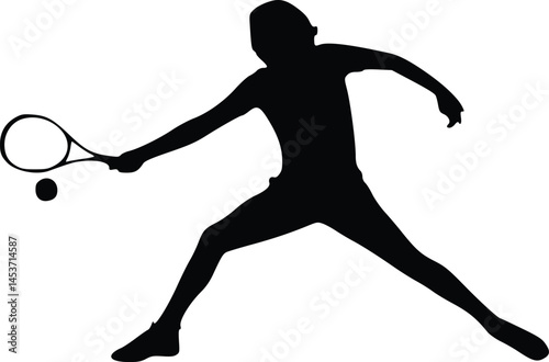 Tennis Player Silhouette in Action – Dynamic Sports Motion Graphic for Athletic, Competitive, and Energetic Designs