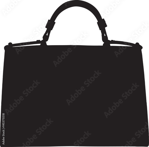 Structured handbag silhouette with handle and straps. Represents fashion, style, and accessories. Adobe Illustrator Artwork