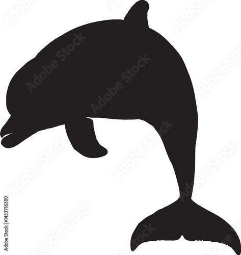 Playful dolphin silhouette leaping. Represents marine life, intelligence, and ocean beauty. Adobe Illustrator Artwork