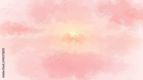 Sunset watercolor texture. Soft warm blend of pink and orange for romantic backdrops.