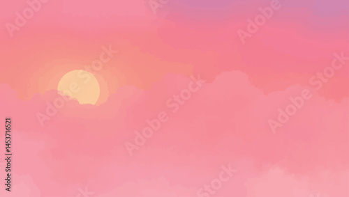 Sunset watercolor texture. Soft warm blend of pink and orange for romantic backdrops.