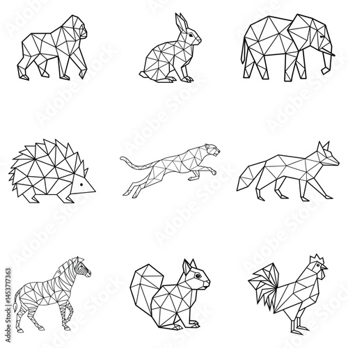 Geometric animal illustration bundle,  Geometrical Wildlife vector design sublimation 
