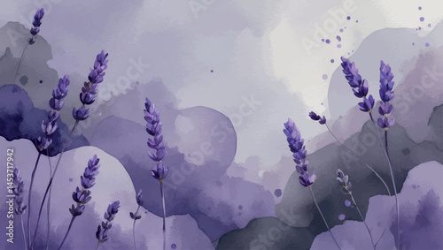 Lavender watercolor texture. Muted soft tones for peaceful design projects.