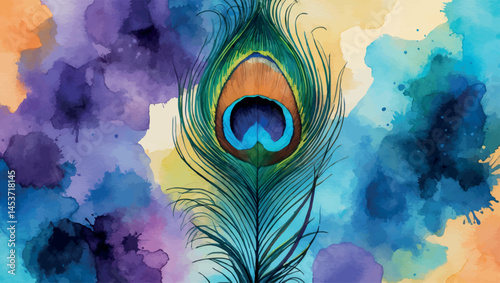 Peacock-toned watercolor background. Jewel hues in artistic abstract wash.