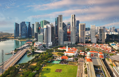Sticker Aerial view of Singapore city at day