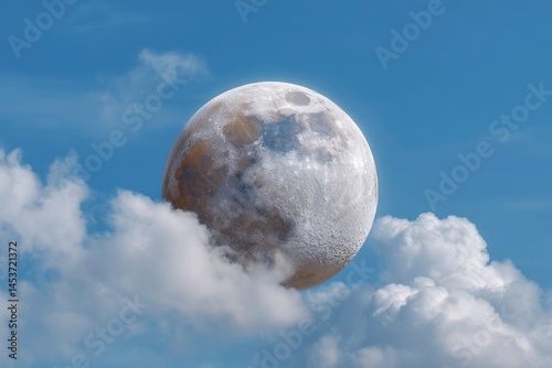 Moon in Sky with Clouds