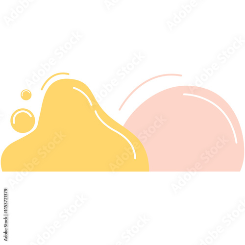 Two overlapping abstract shapes in yellow and pink with smooth curves, creating a modern, minimal aesthetic for creative and artistic designs.