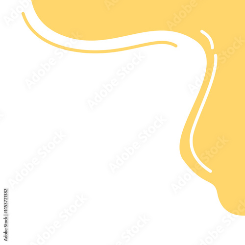 A bright yellow abstract shape with smooth, rounded edges. Its playful form and vibrant color enhance modern and artistic designs.