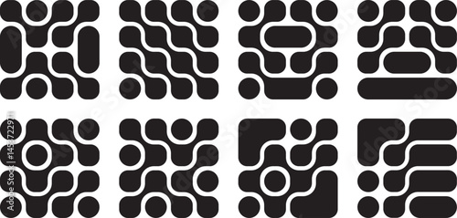 black liquid connected circle dots.metaballs blob pattern. abstarct geometric shapes