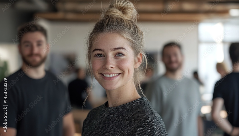 Portrait of a Smiling Young Woman in a Modern Office Setting Portrait of a Smiling Young Woman in a Modern Office Setting