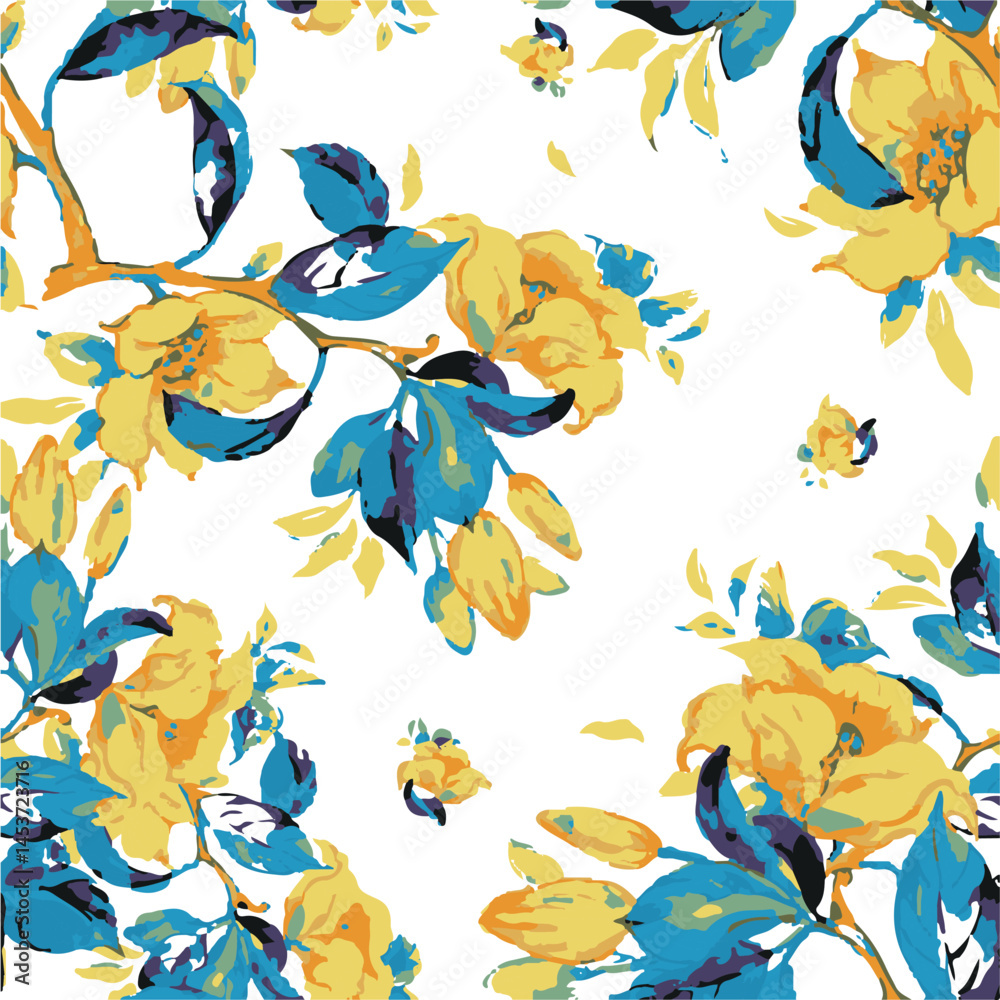 Fototapeta premium abstract, vector, monochrome, big flowers, all over textiles design, illustration digital image can be used for wrapping paper